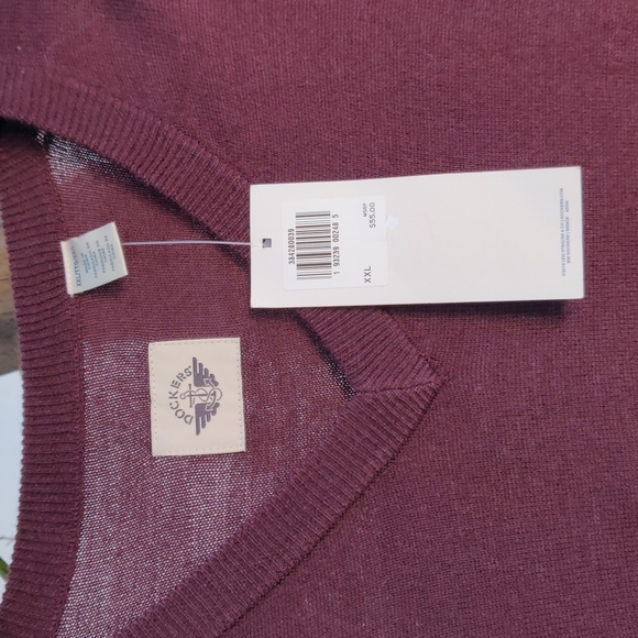 Dockers texture mini diamond V neck sweater color burgundy size XXL - Picture 6 of 12